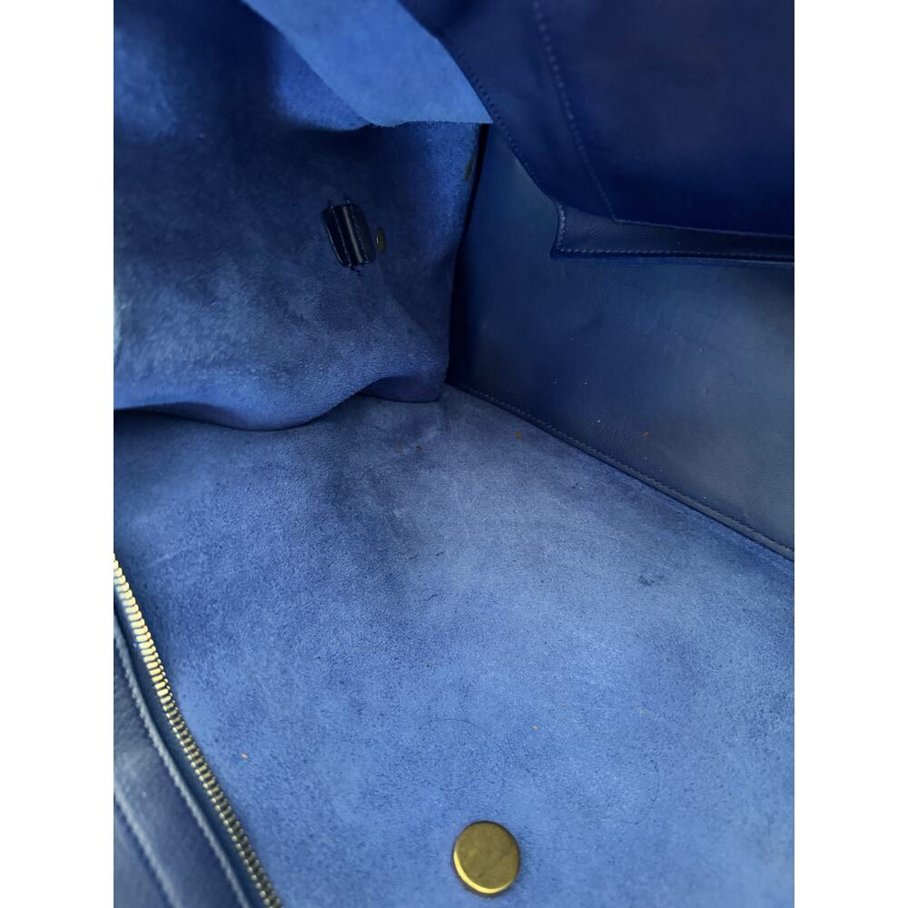 YSL Saint Laurent Classic Y Cabas Chyc Satchel  Blue Leather - Picture 6 of 16
